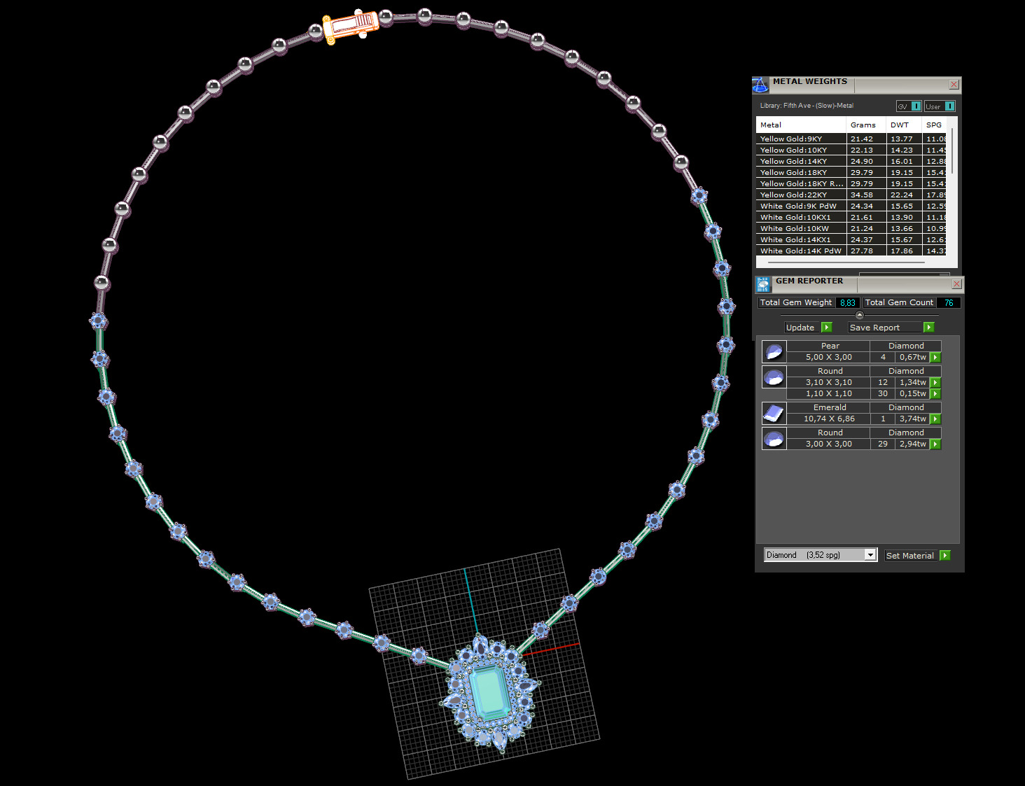 emerald necklace 3D print model_2