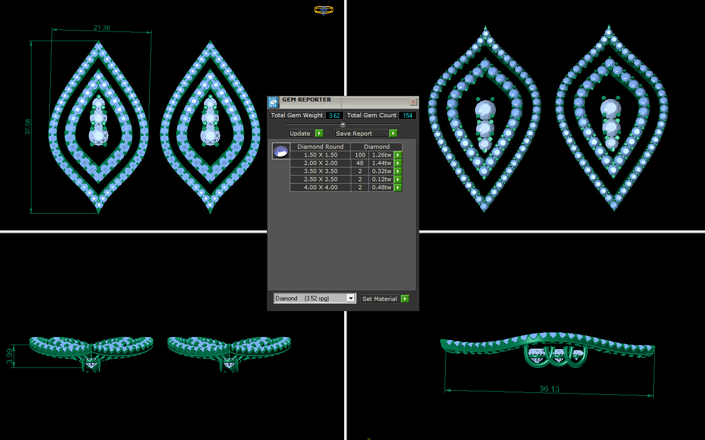 Pear Drop Earring 152 3D print model_2