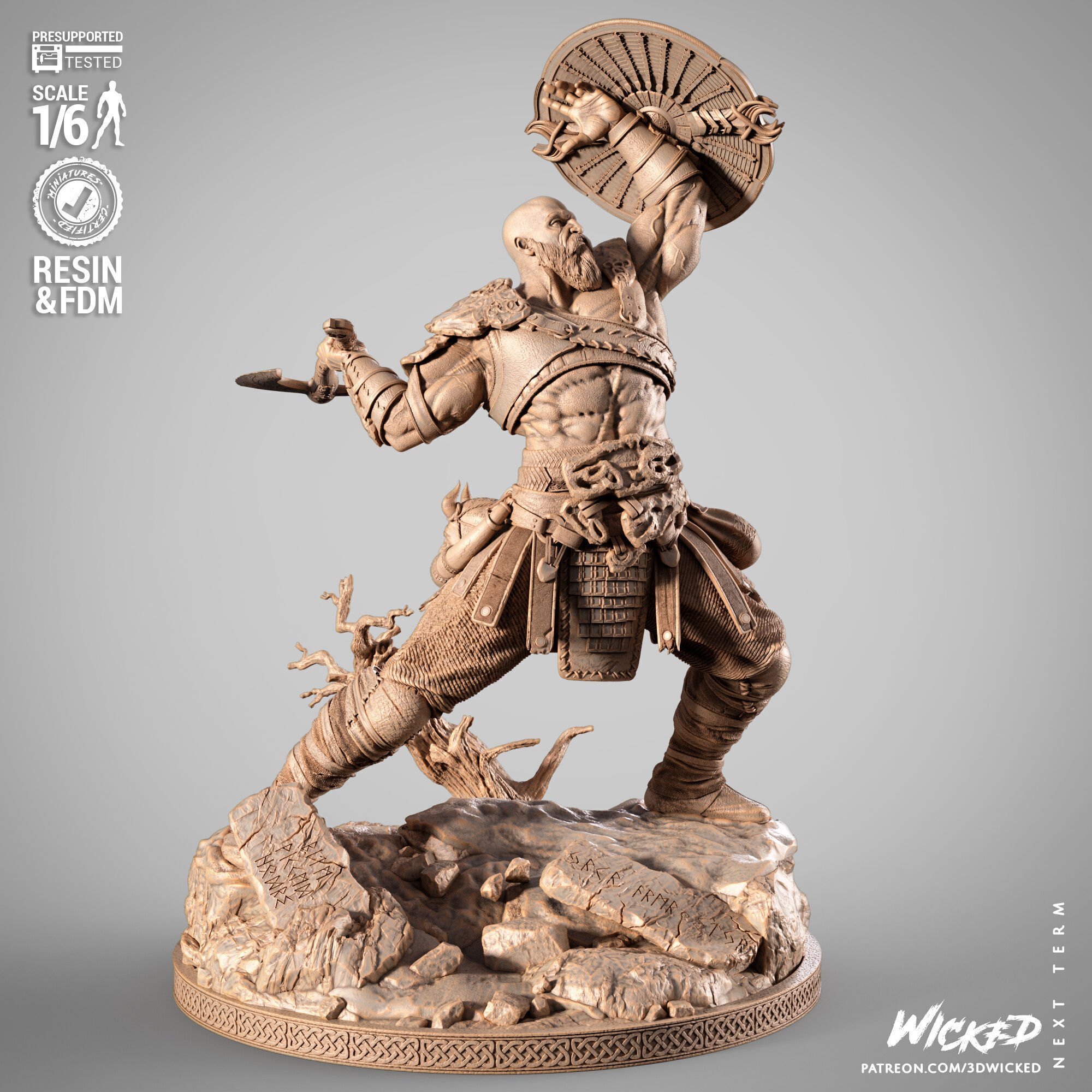 Wicked Video Games Kratos Sculpture 3D print model_26