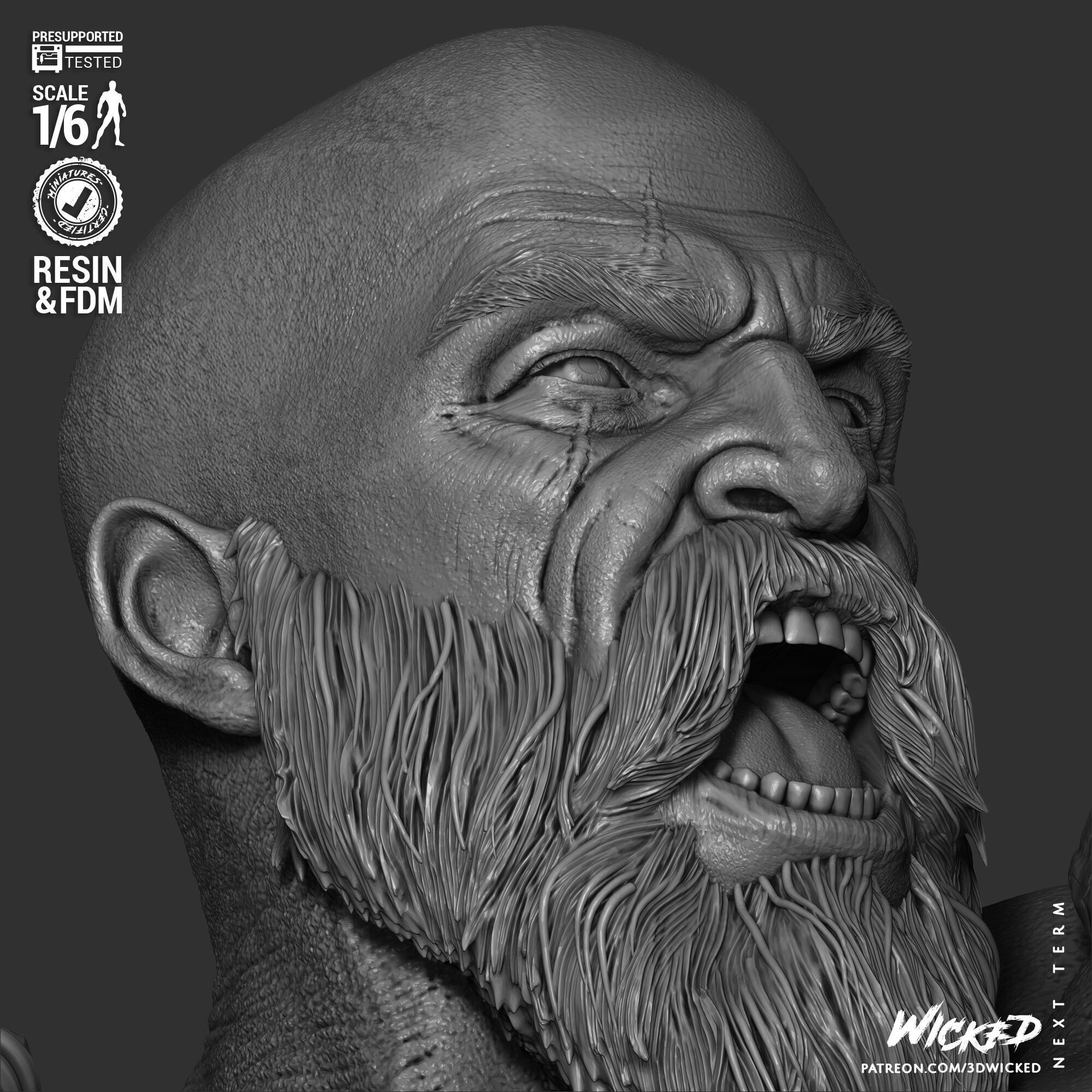 Wicked Video Games Kratos Sculpture 3D print model_42