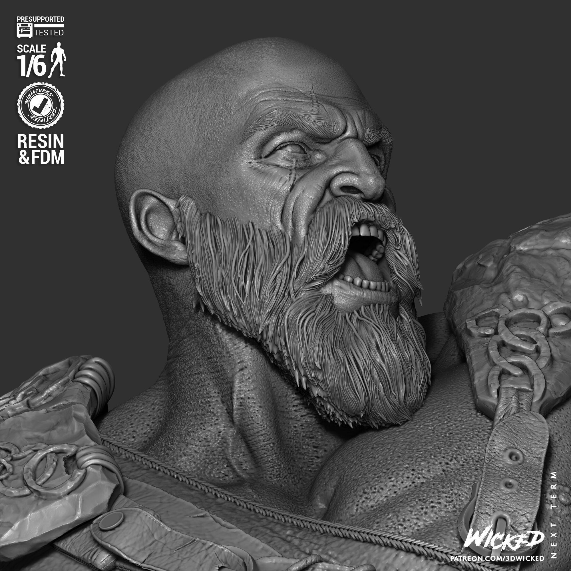 Wicked Video Games Kratos Sculpture 3D print model_41