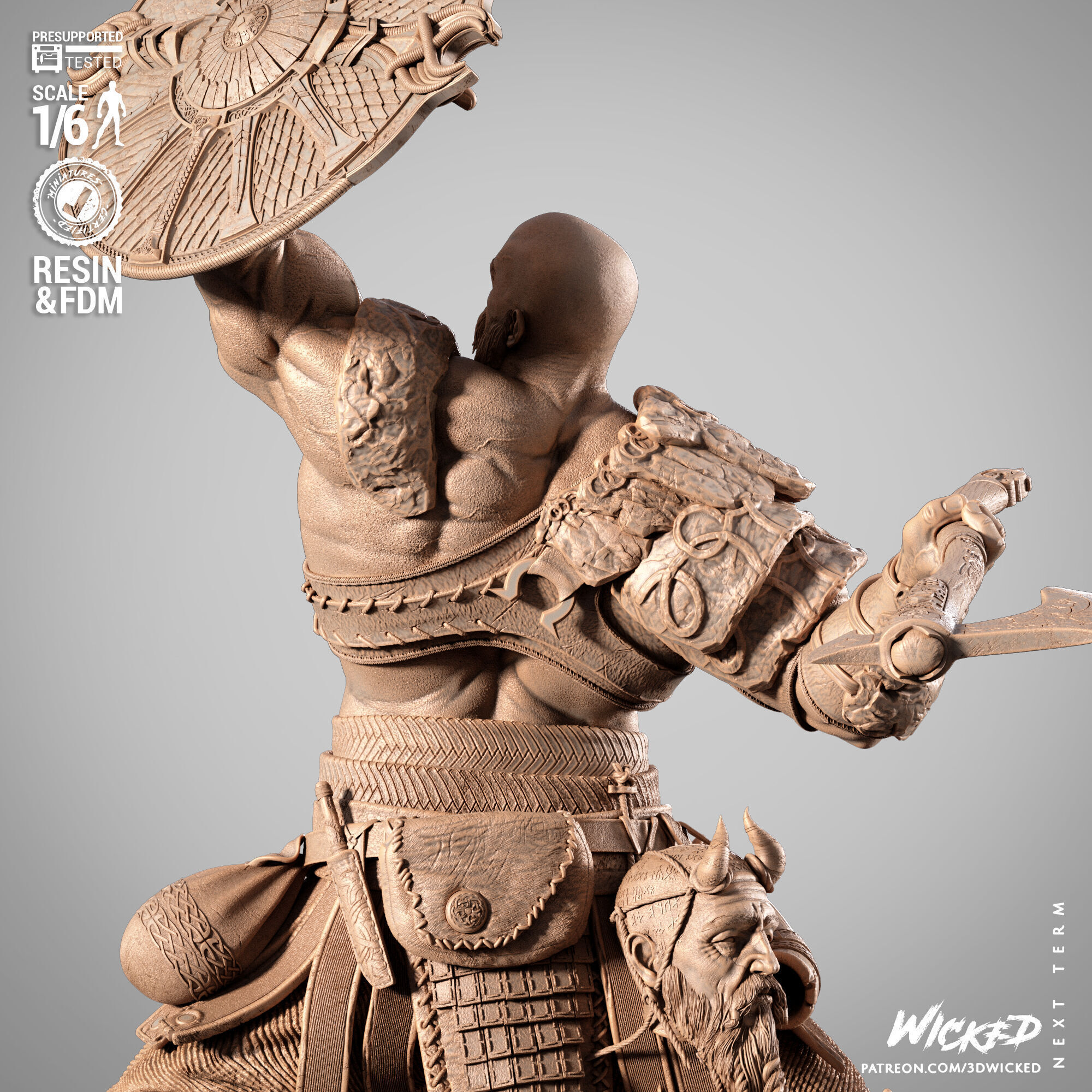 Wicked Video Games Kratos Sculpture 3D print model_25