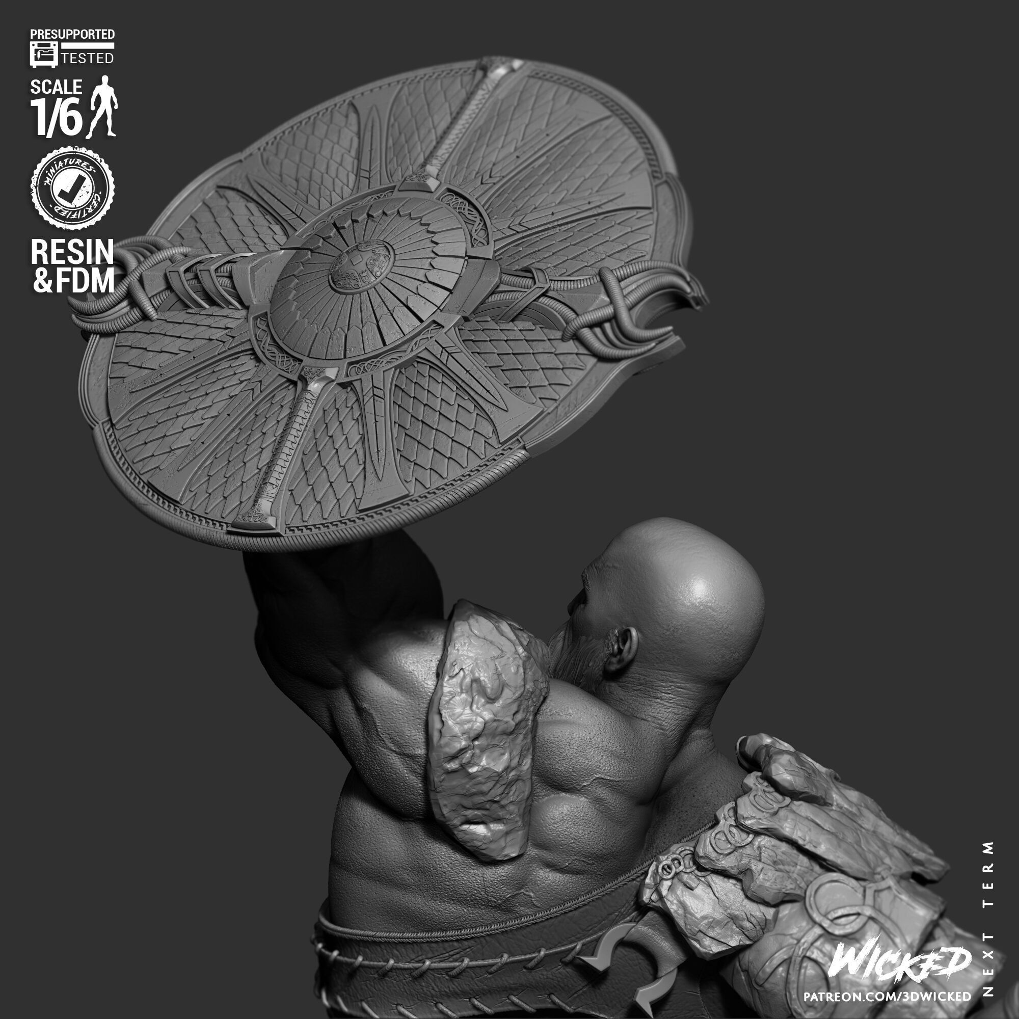 Wicked Video Games Kratos Sculpture 3D print model_37