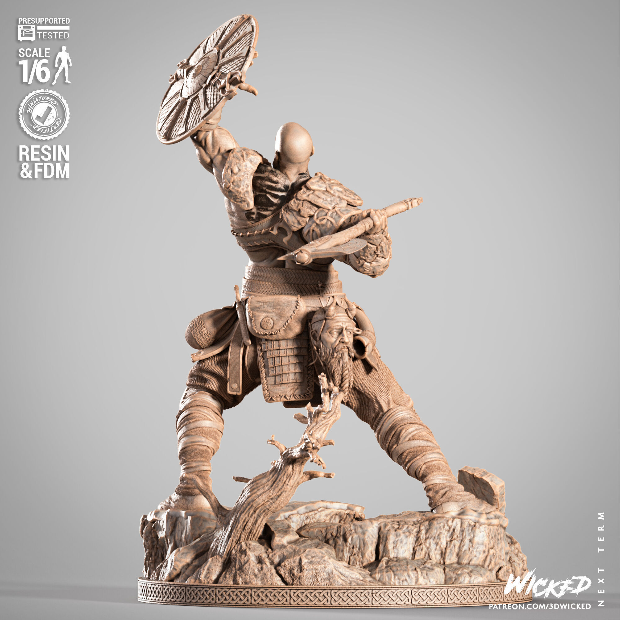 Wicked Video Games Kratos Sculpture 3D print model_2
