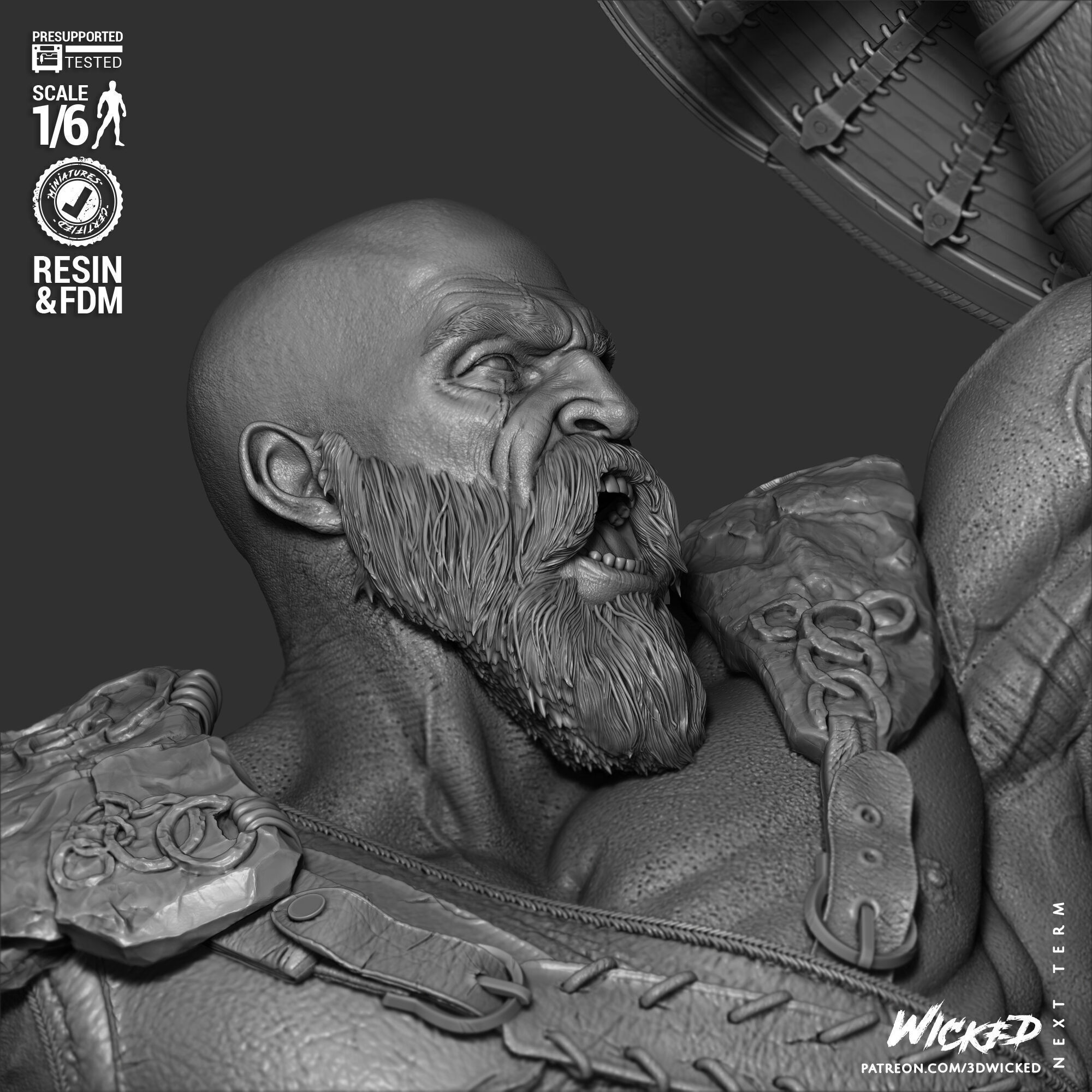 Wicked Video Games Kratos Sculpture 3D print model_38