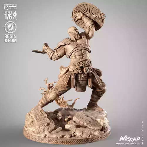 Wicked Video Games Kratos Sculpture 3D print model