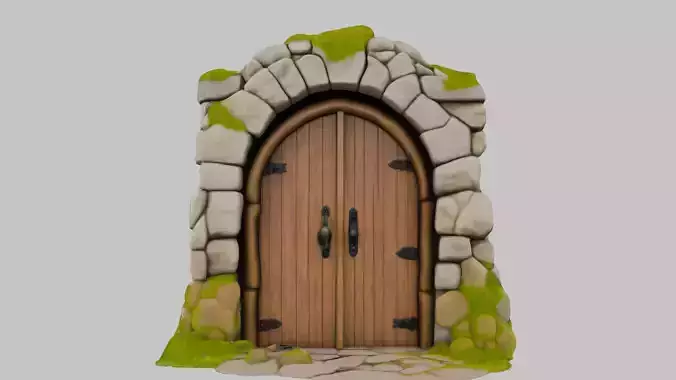 Grey Stone Light Door Wall