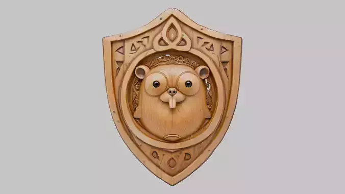 Cute Wooden Shield Fantasy Beaver Low-poly 3D model