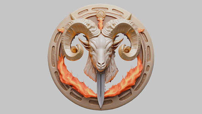 Goat Fire Emblem Low-poly 3D model