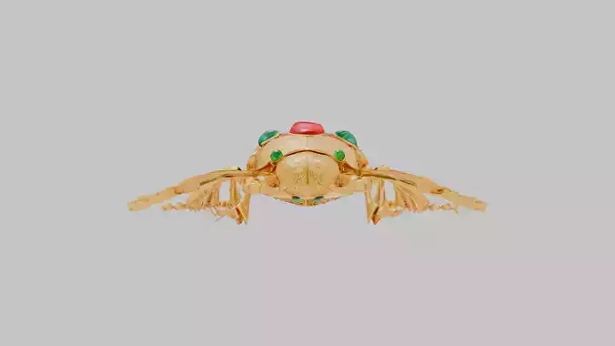 Scarab Beetle with Jewels gold golden Low-poly 3D model