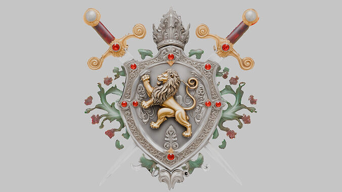 Regal Lion Crest Low-poly 3D model