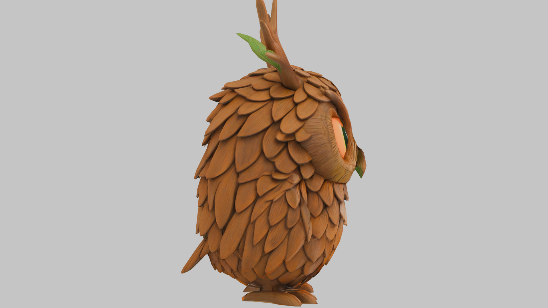 Pinecone Owl Low-poly 3D model_2