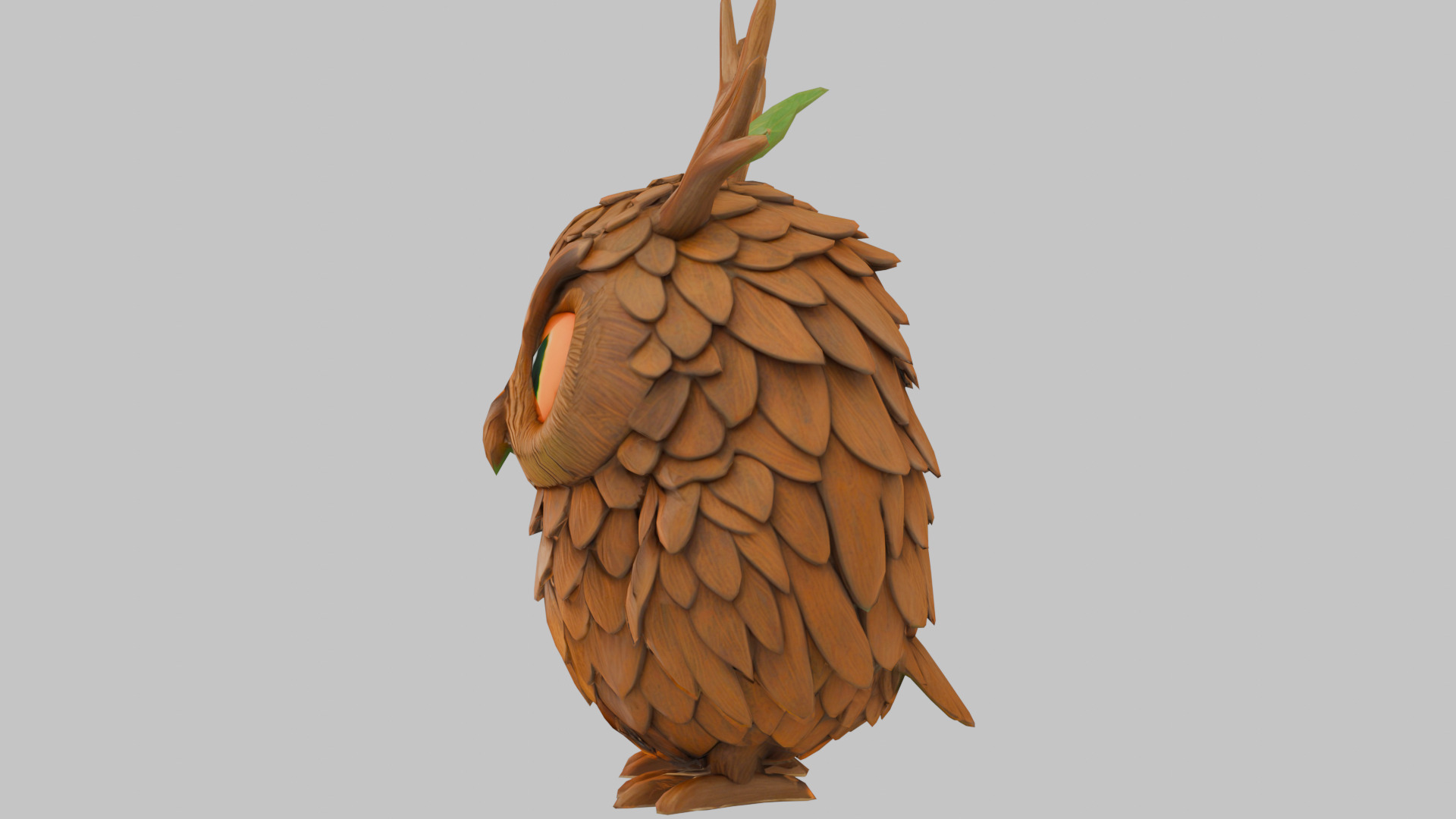 Pinecone Owl Low-poly 3D model_6