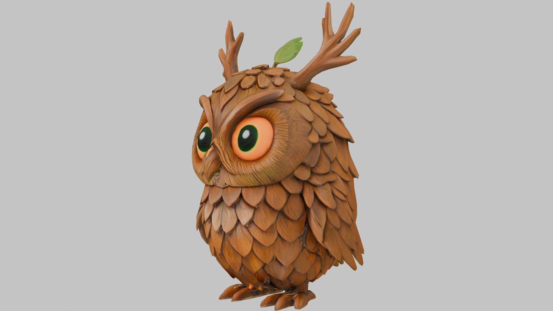 Pinecone Owl Low-poly 3D model_7