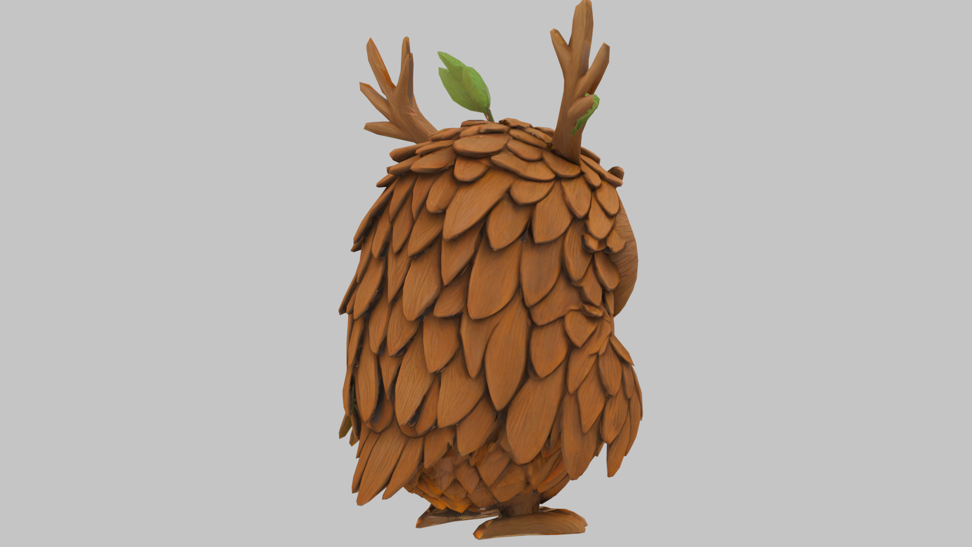Pinecone Owl Low-poly 3D model_3