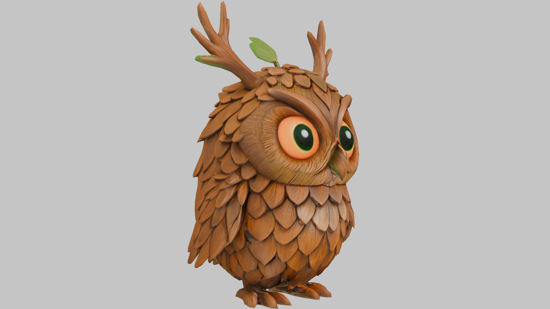 Pinecone Owl Low-poly 3D model_1