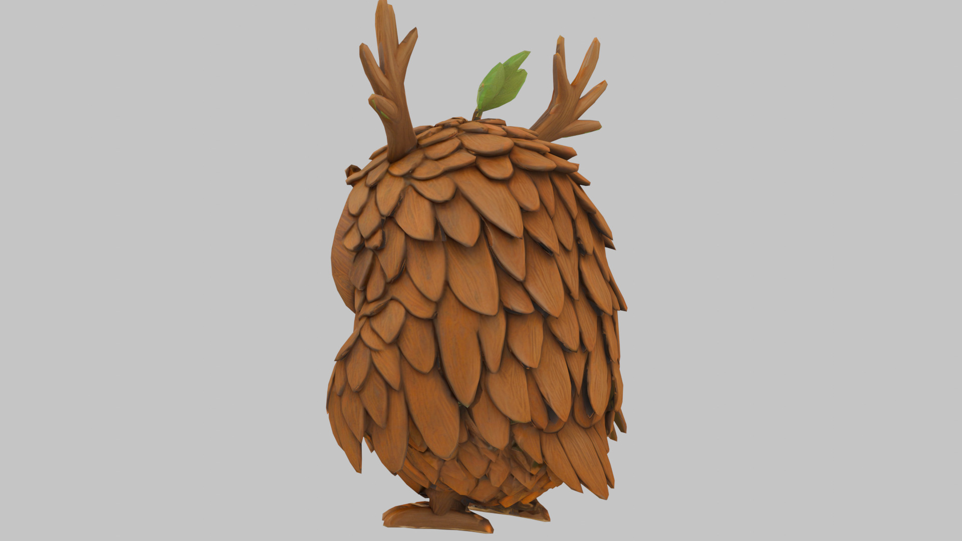 Pinecone Owl Low-poly 3D model_5