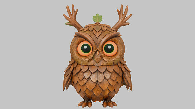 Pinecone Owl Low-poly 3D model