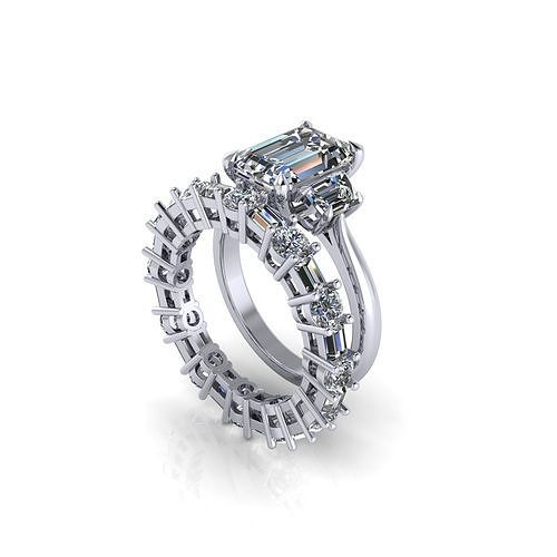 Emerald Woman Wedding Ring WB-V22 3D print model