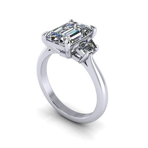 Three Stone Emerald Wedding Ring 3D print model