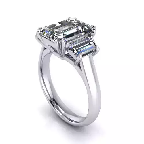 Three Stone Emerald Wedding Ring