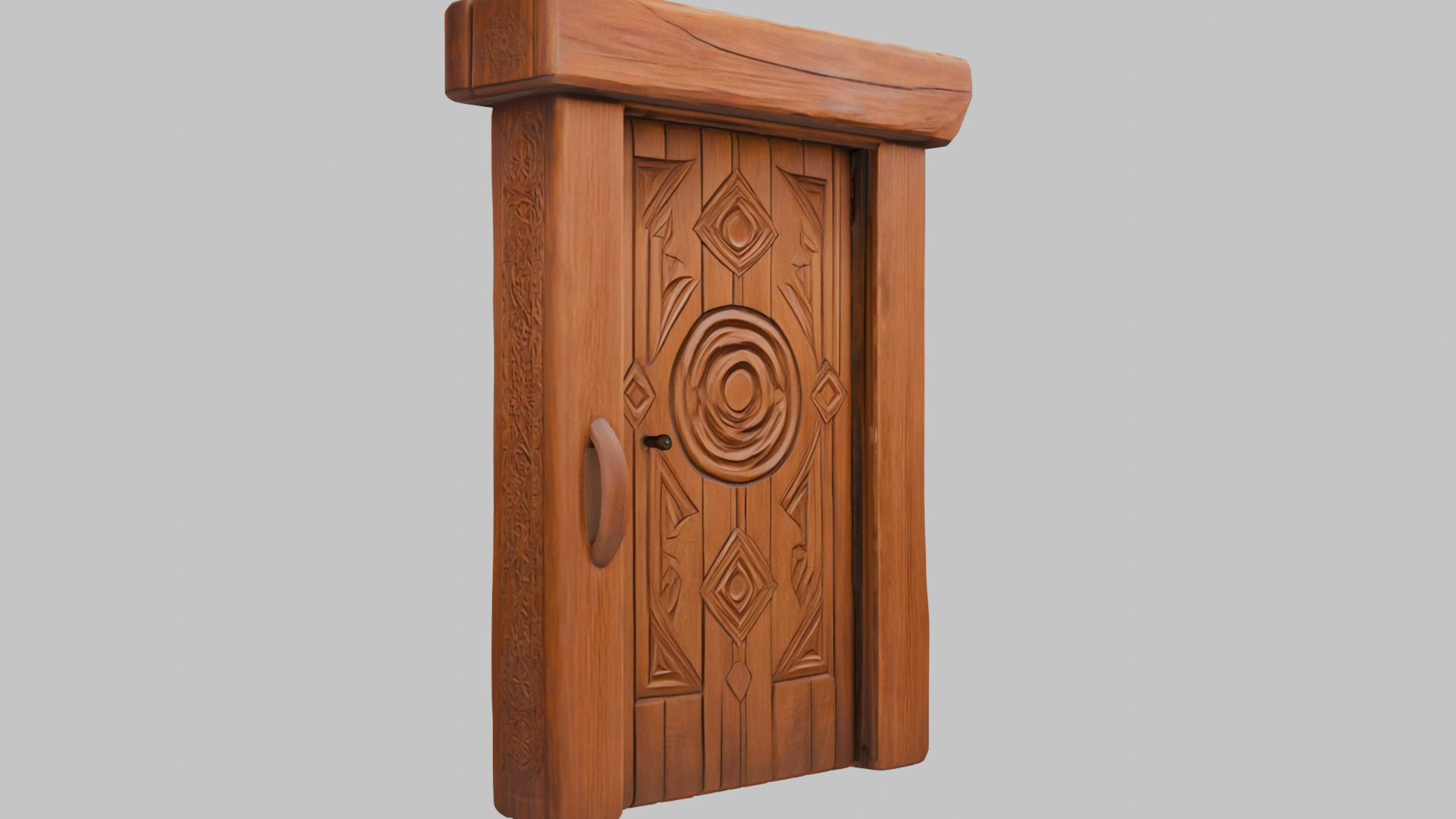 Mystic Wooden Door Low-poly 3D model_5