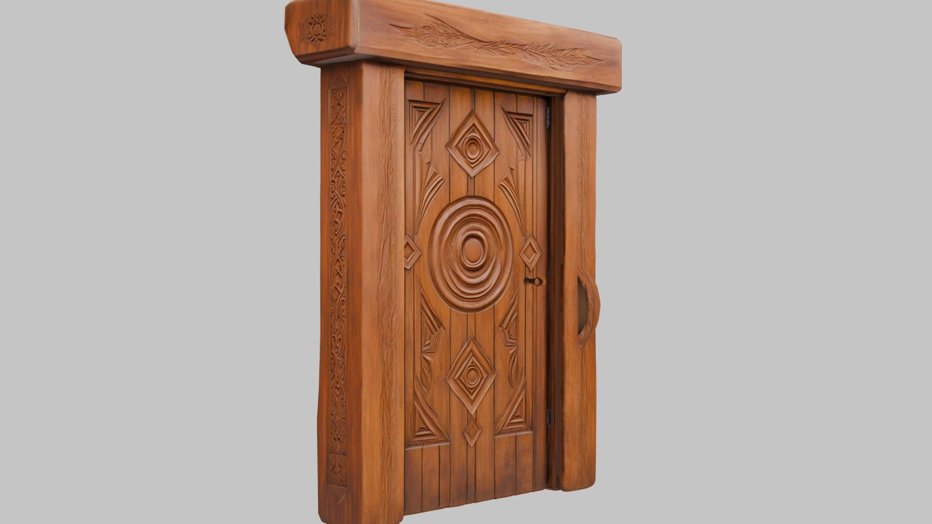 Mystic Wooden Door Low-poly 3D model_1