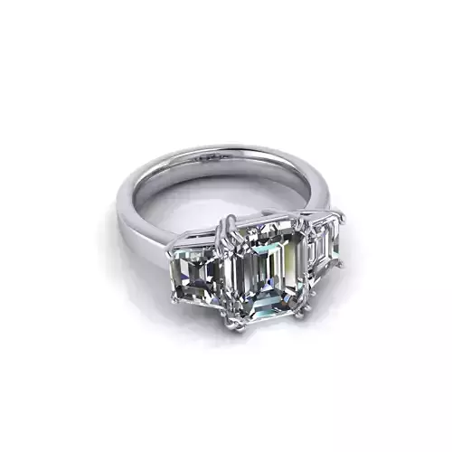 Three Stone Woman Emerald Ring 3D print model