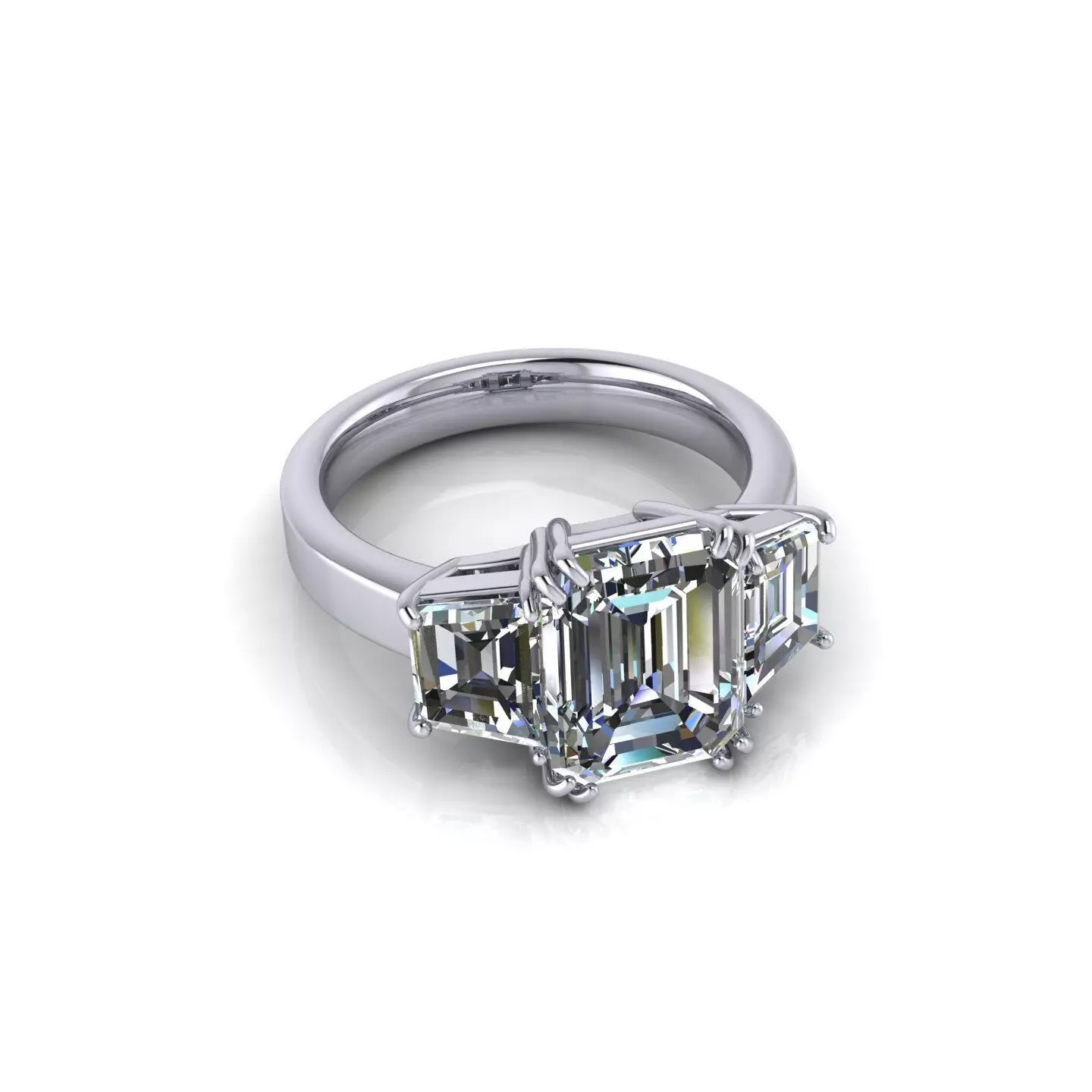 Three Stone Woman Emerald Ring 3D print model