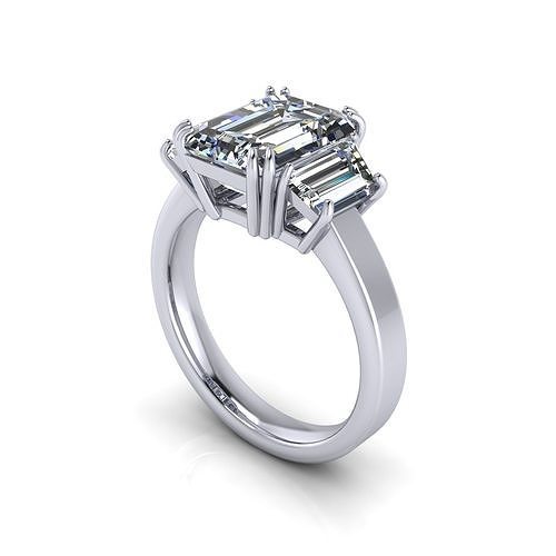 Three Stone Engagement Wedding Ring 3D print model