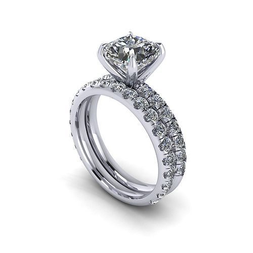 Pav Set Engagement Ring 3D print model