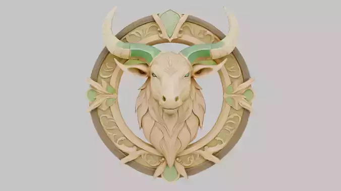 Mystical Bull Emblem Low-poly 3D model