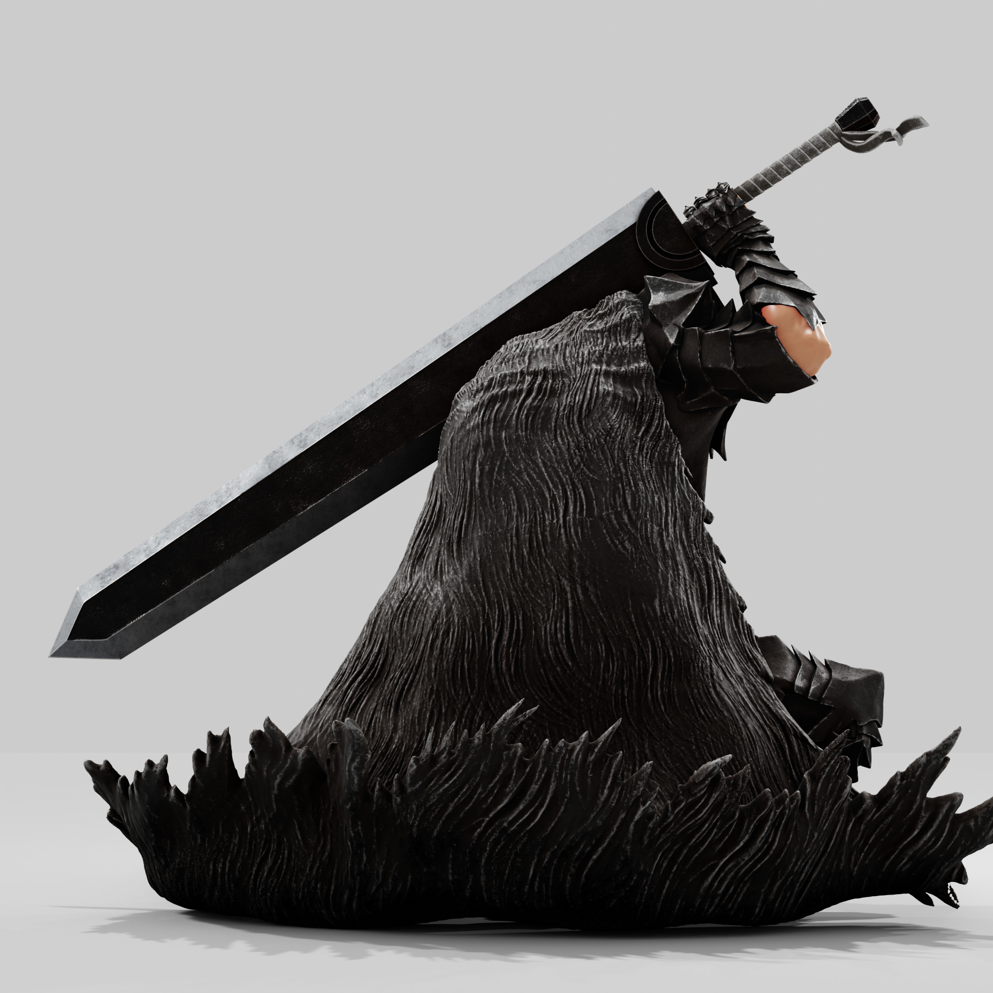 GUTS - BERSERK ARMOR WITH DRAGON SLAYER - FAN PRINT FIGURE 3D print model_3