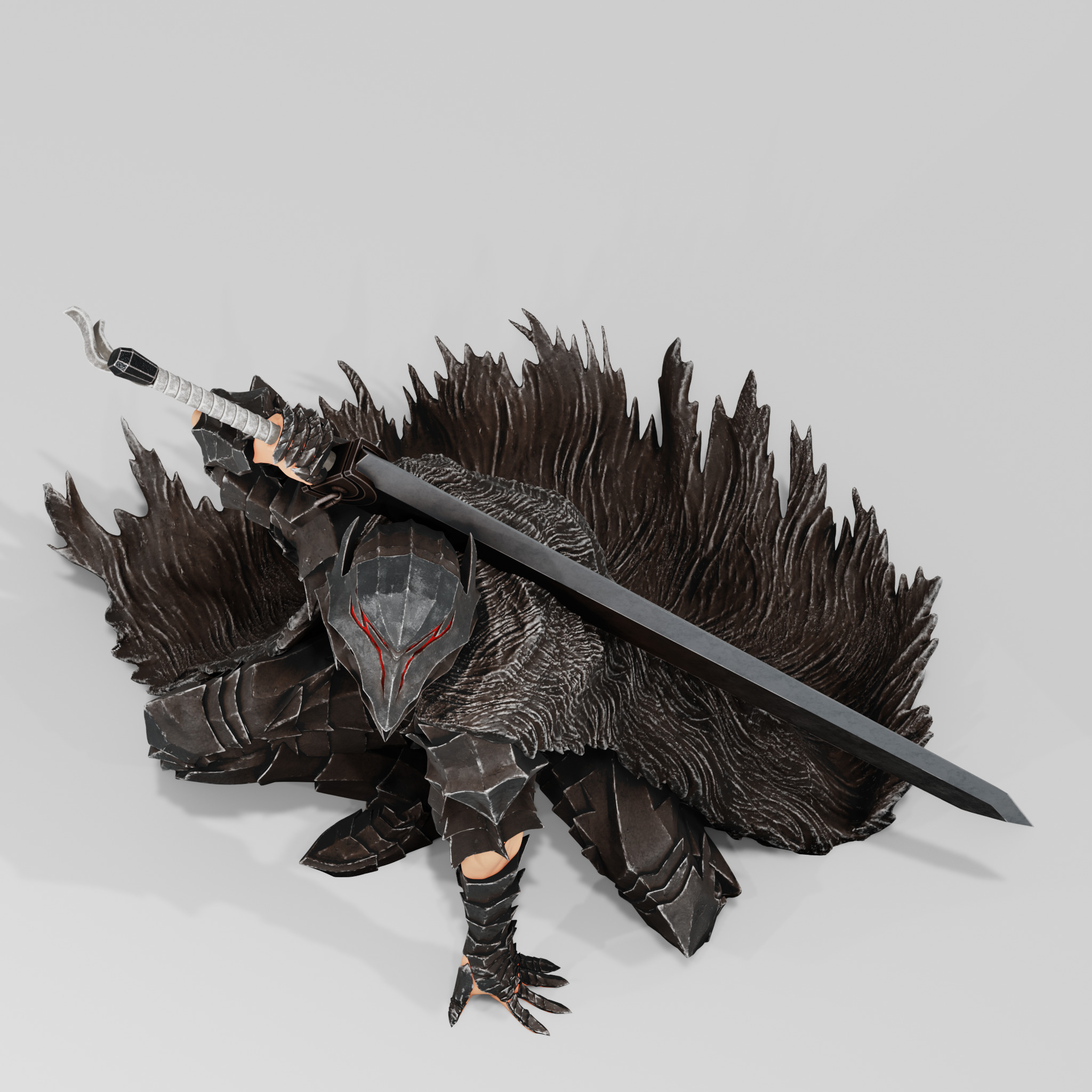GUTS - BERSERK ARMOR WITH DRAGON SLAYER - FAN PRINT FIGURE 3D print model_15