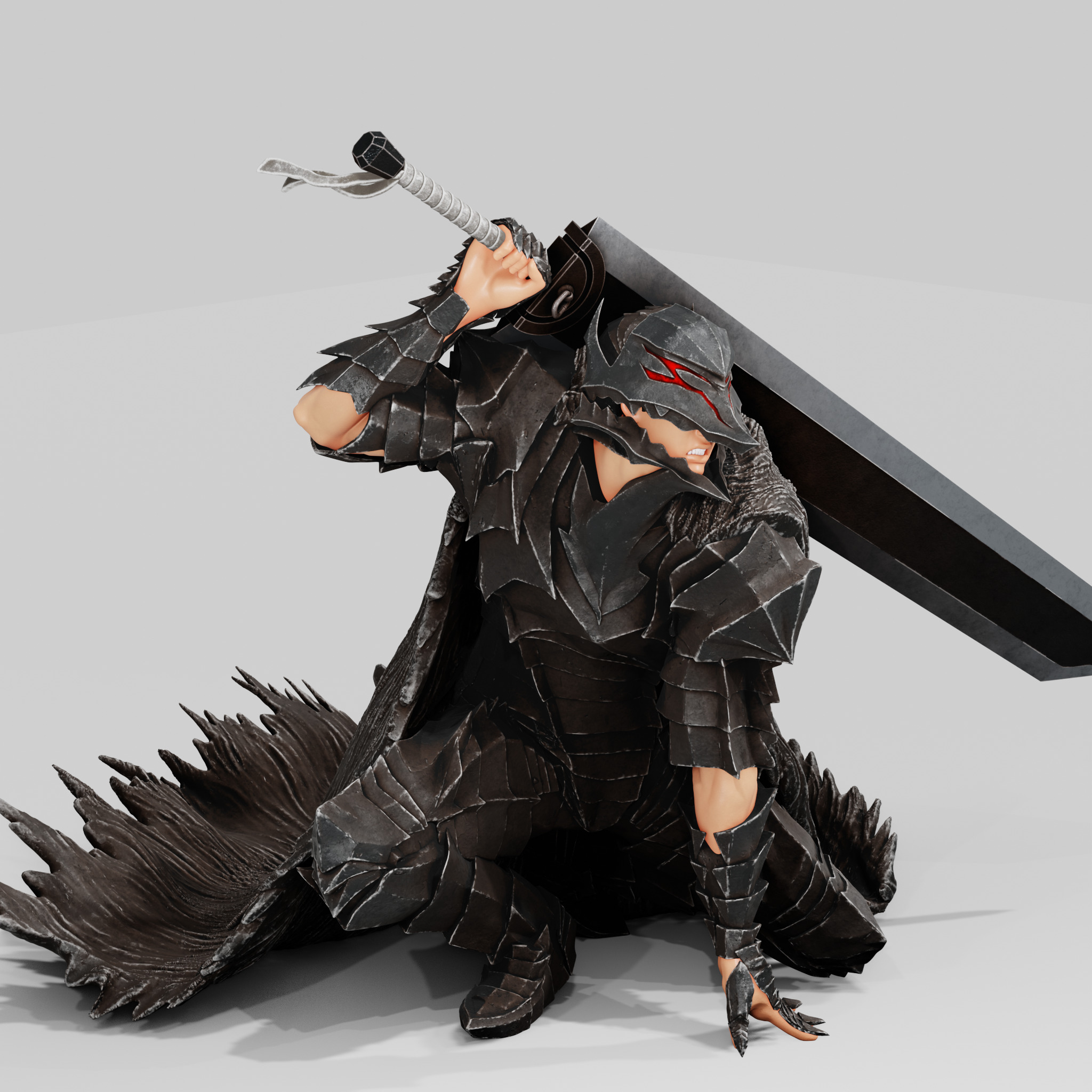 GUTS - BERSERK ARMOR WITH DRAGON SLAYER - FAN PRINT FIGURE 3D print model_9