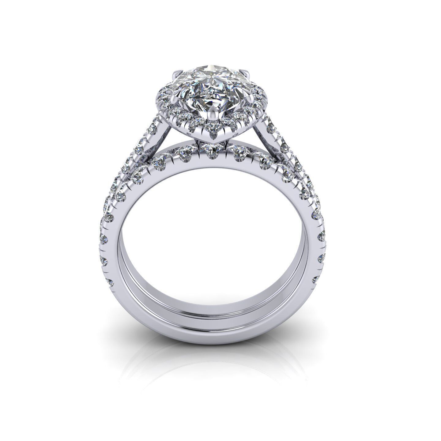 Pear Engagement Ring 3D print model_6