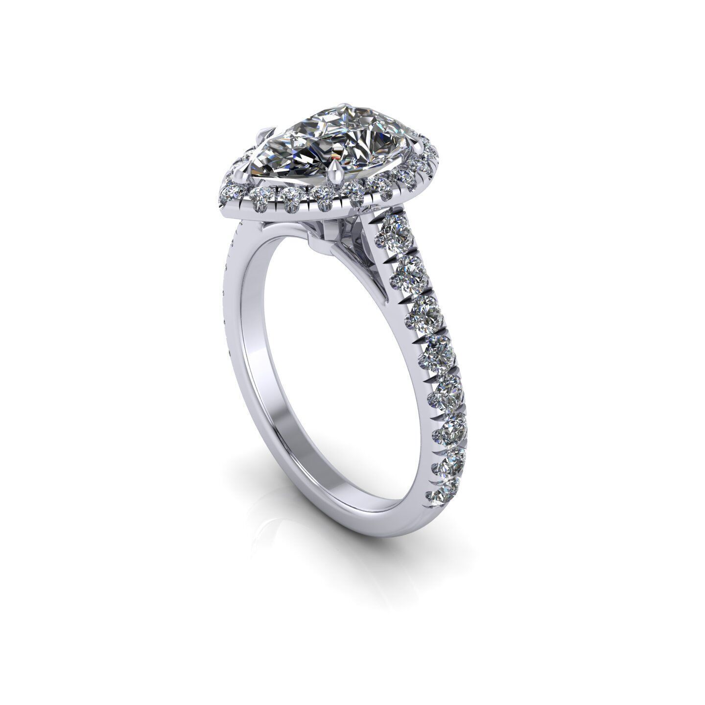 Pear Engagement Ring 3D print model_1