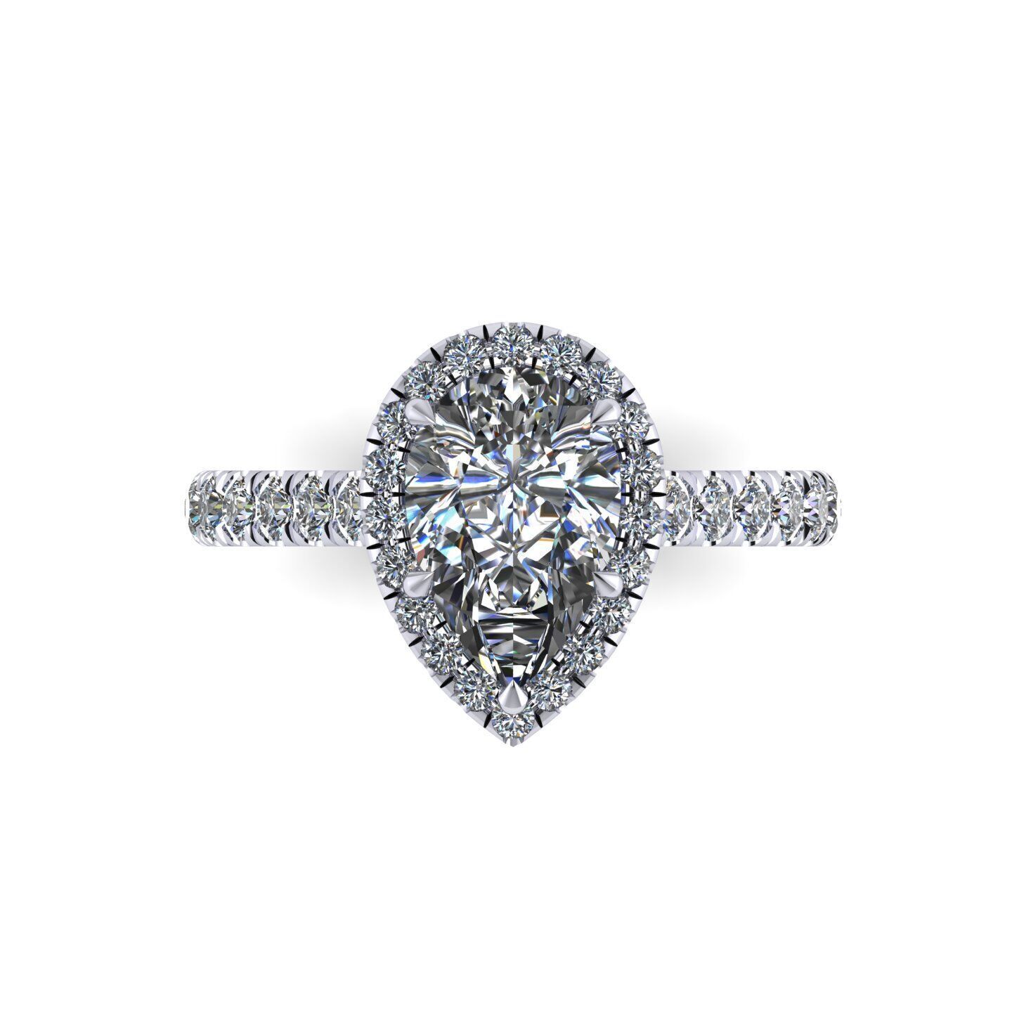 Pear Engagement Ring 3D print model_8