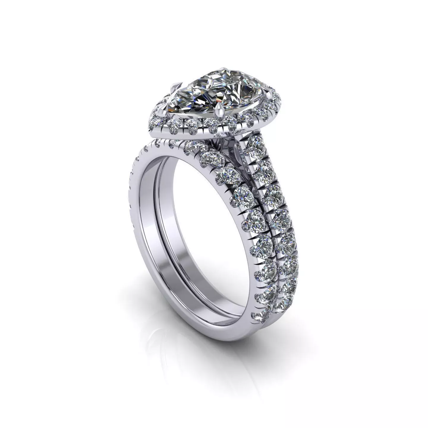 Pear Engagement Ring 3D print model_0