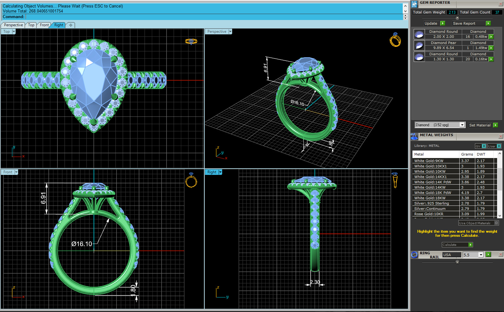 Pear Engagement Ring 3D print model_3