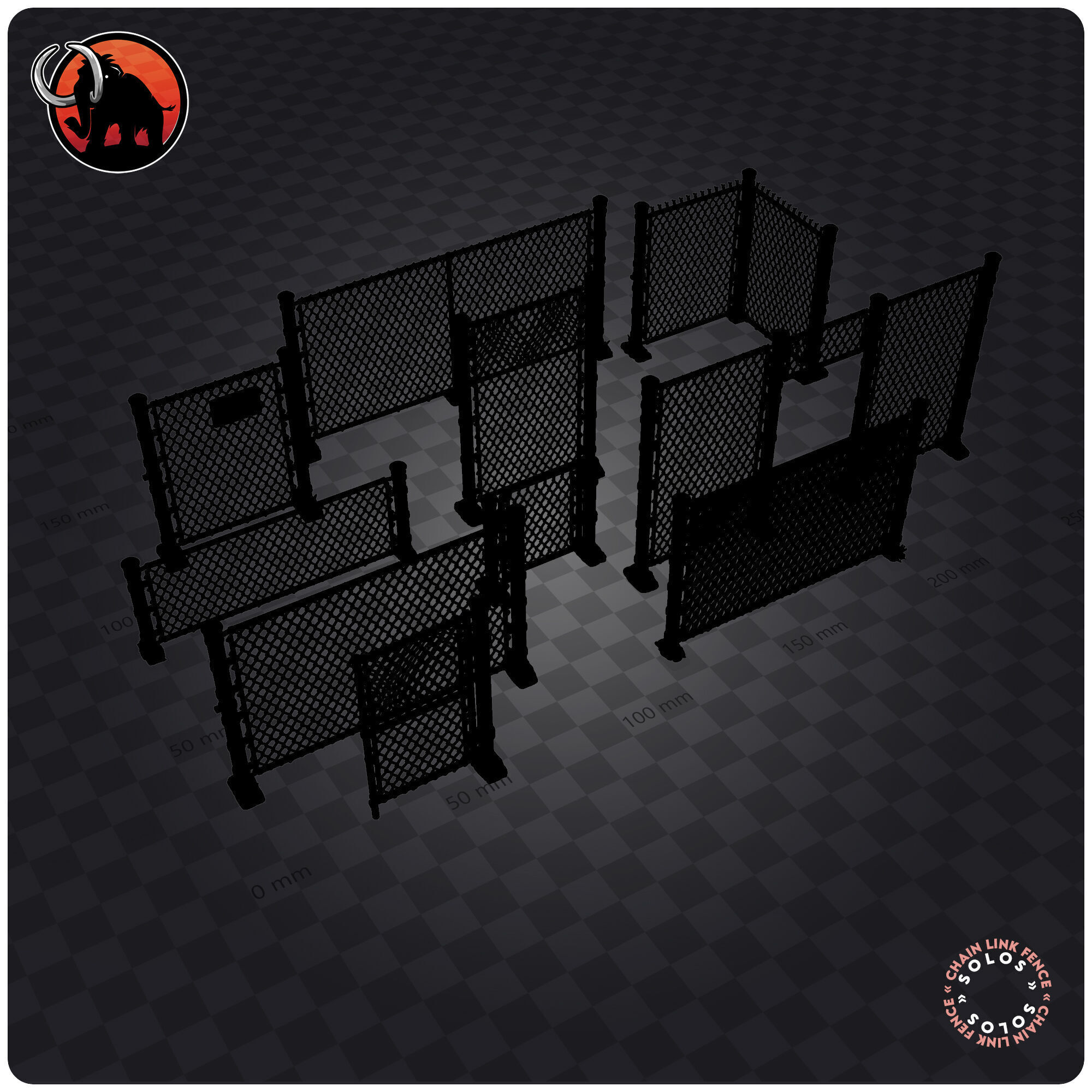 Chain Link Fence  3D print model_6