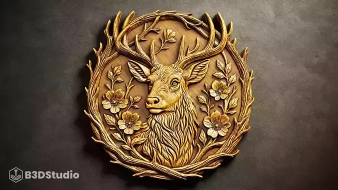 Deer Relief  for CNC  Laser Engraving