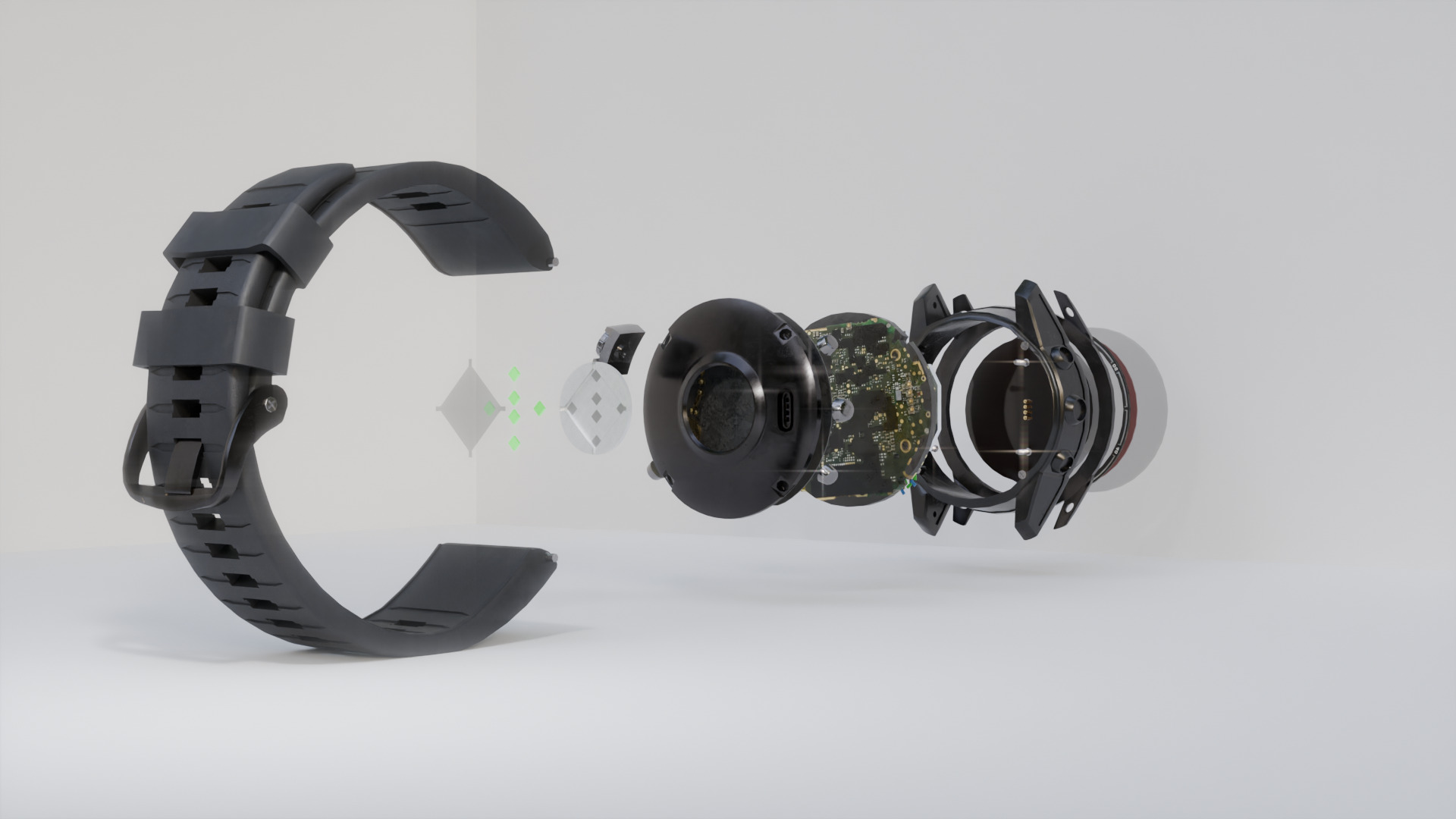 Garmin Fenix 7 Pro Style Smartwatch Exploded 3D Model Rip Off 3D model_8