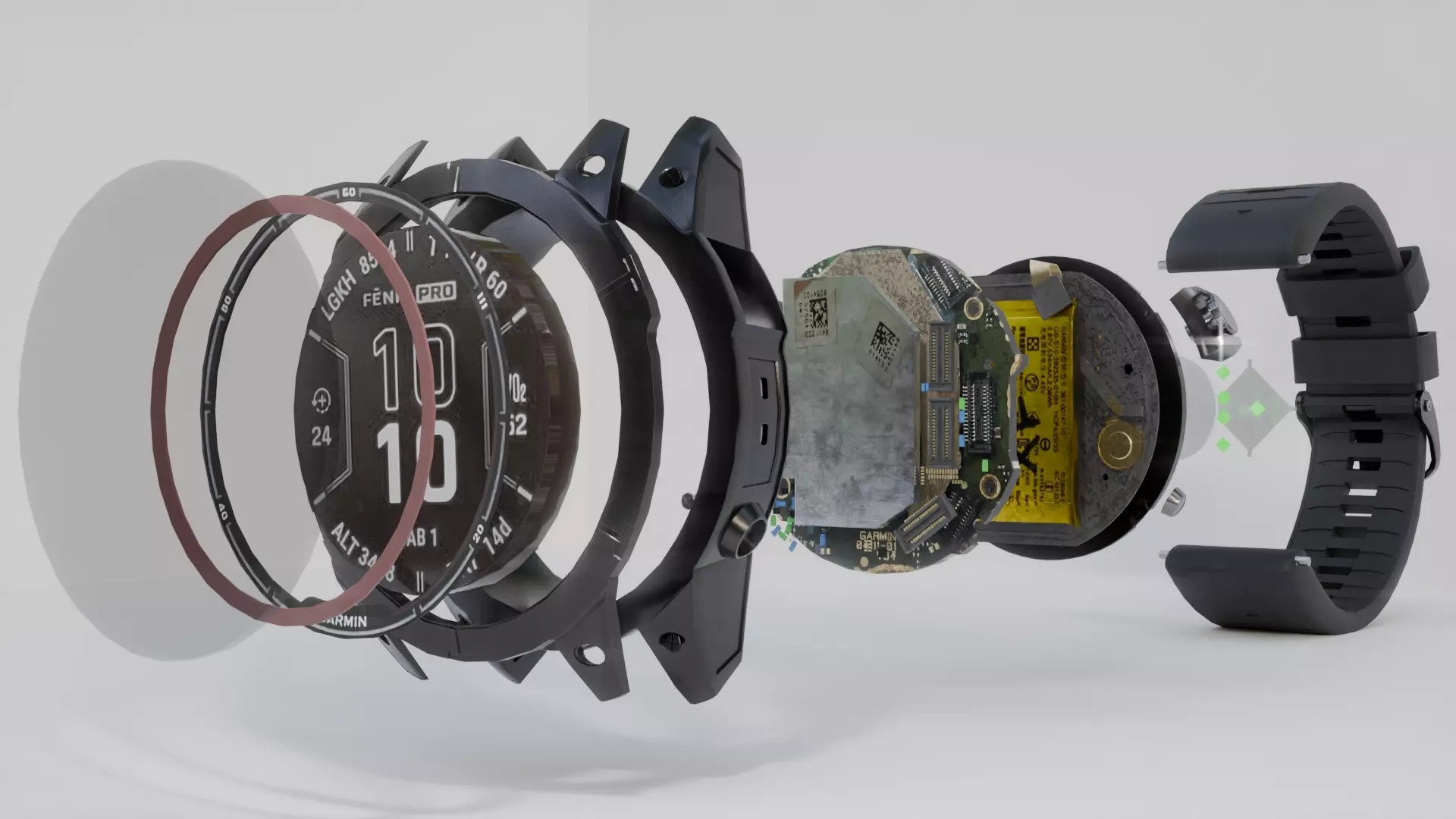 Garmin Fenix 7 Pro Style Smartwatch Exploded 3D Model Rip Off 3D model_0