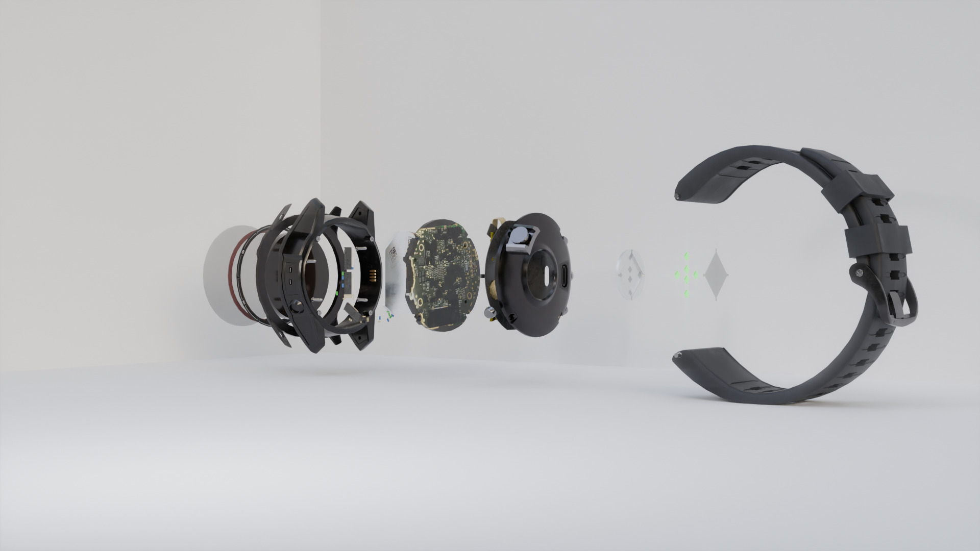 Garmin Fenix 7 Pro Style Smartwatch Exploded 3D Model Rip Off 3D model_9