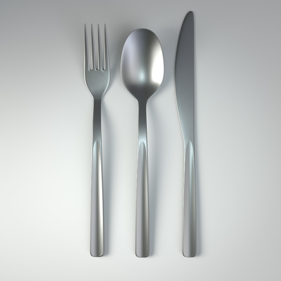 Silverware Low-poly 3D model_1