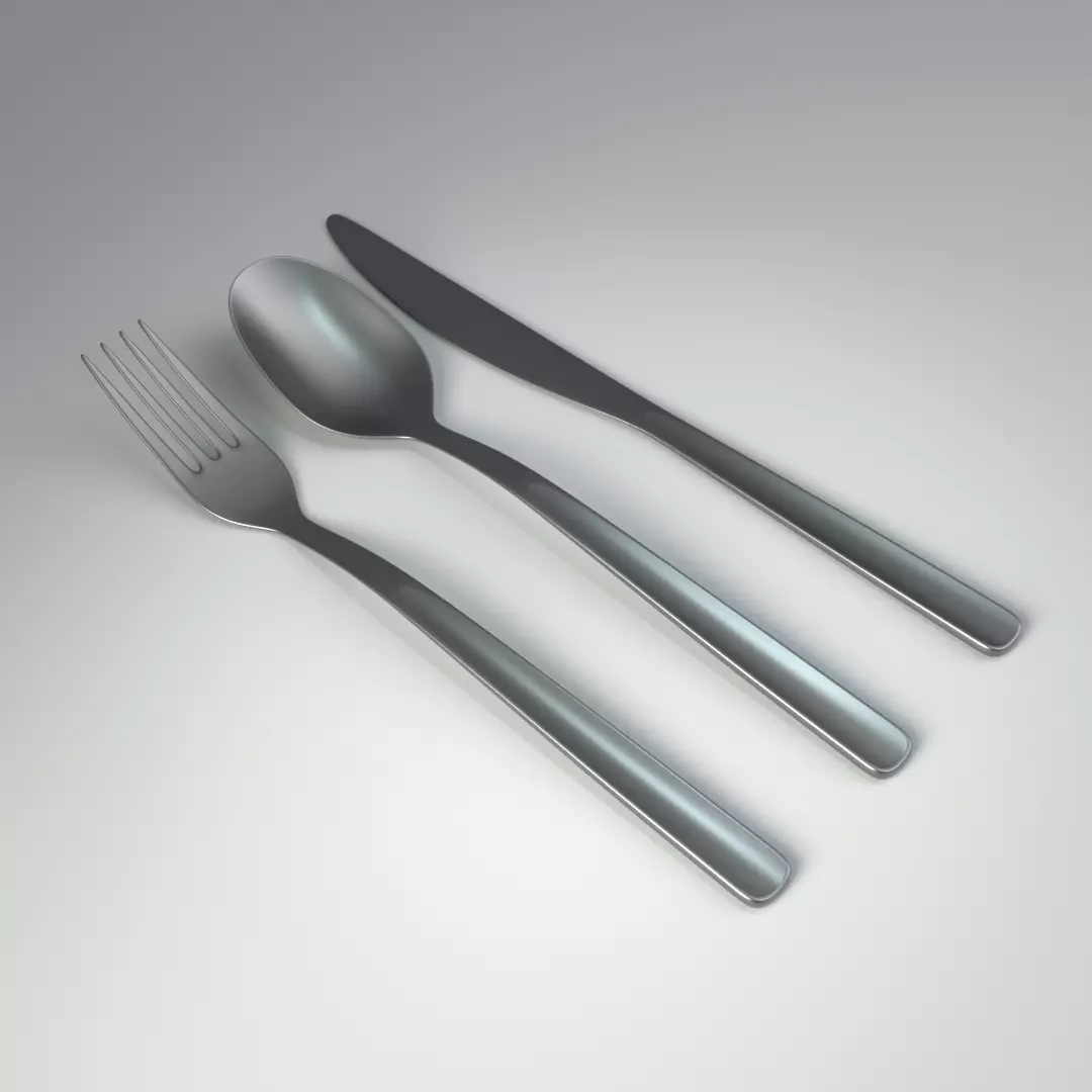 Silverware Low-poly 3D model_0