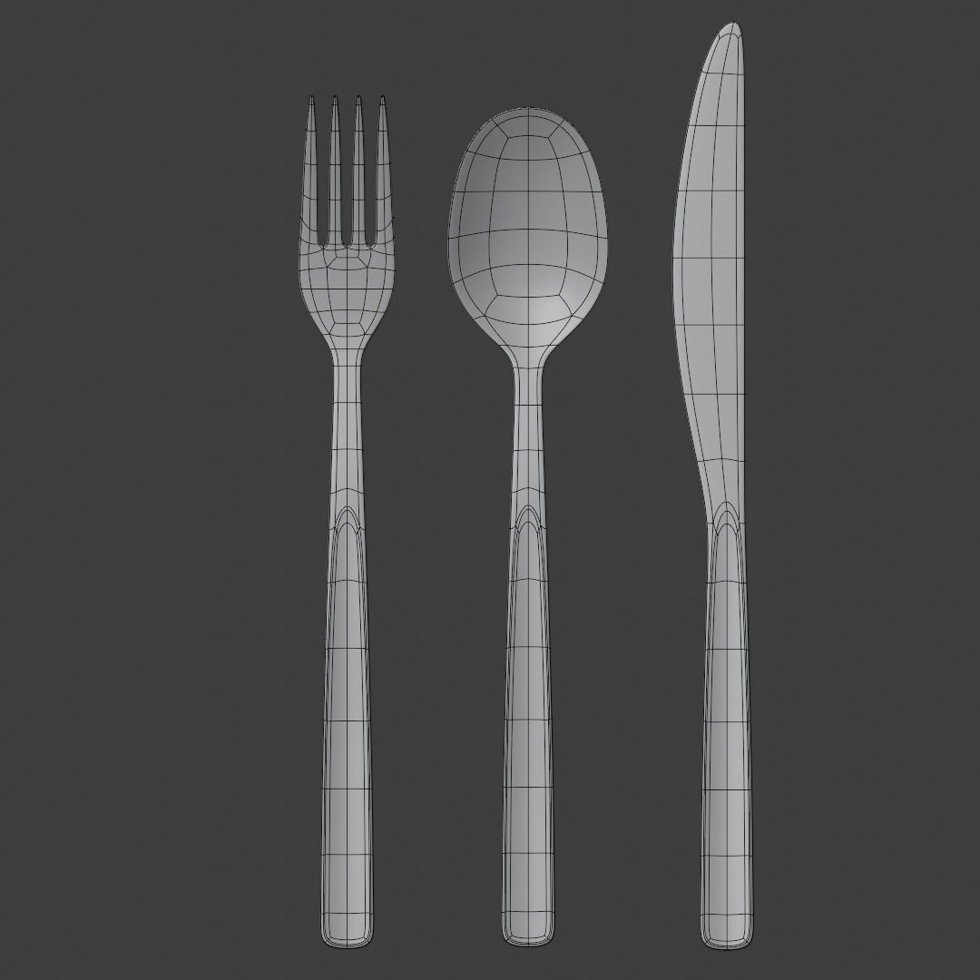 Silverware Low-poly 3D model_5
