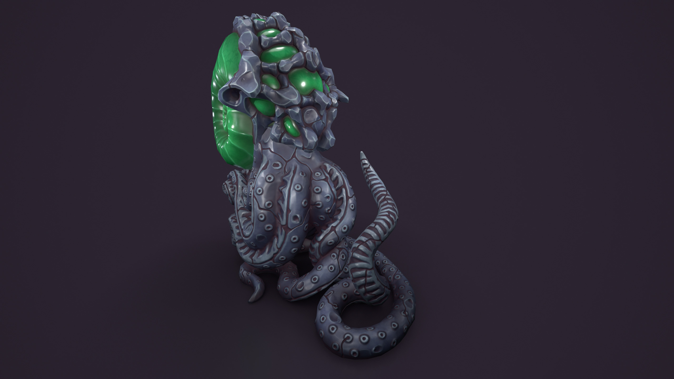 Ancient creature statue stone Low-poly 3D model_13