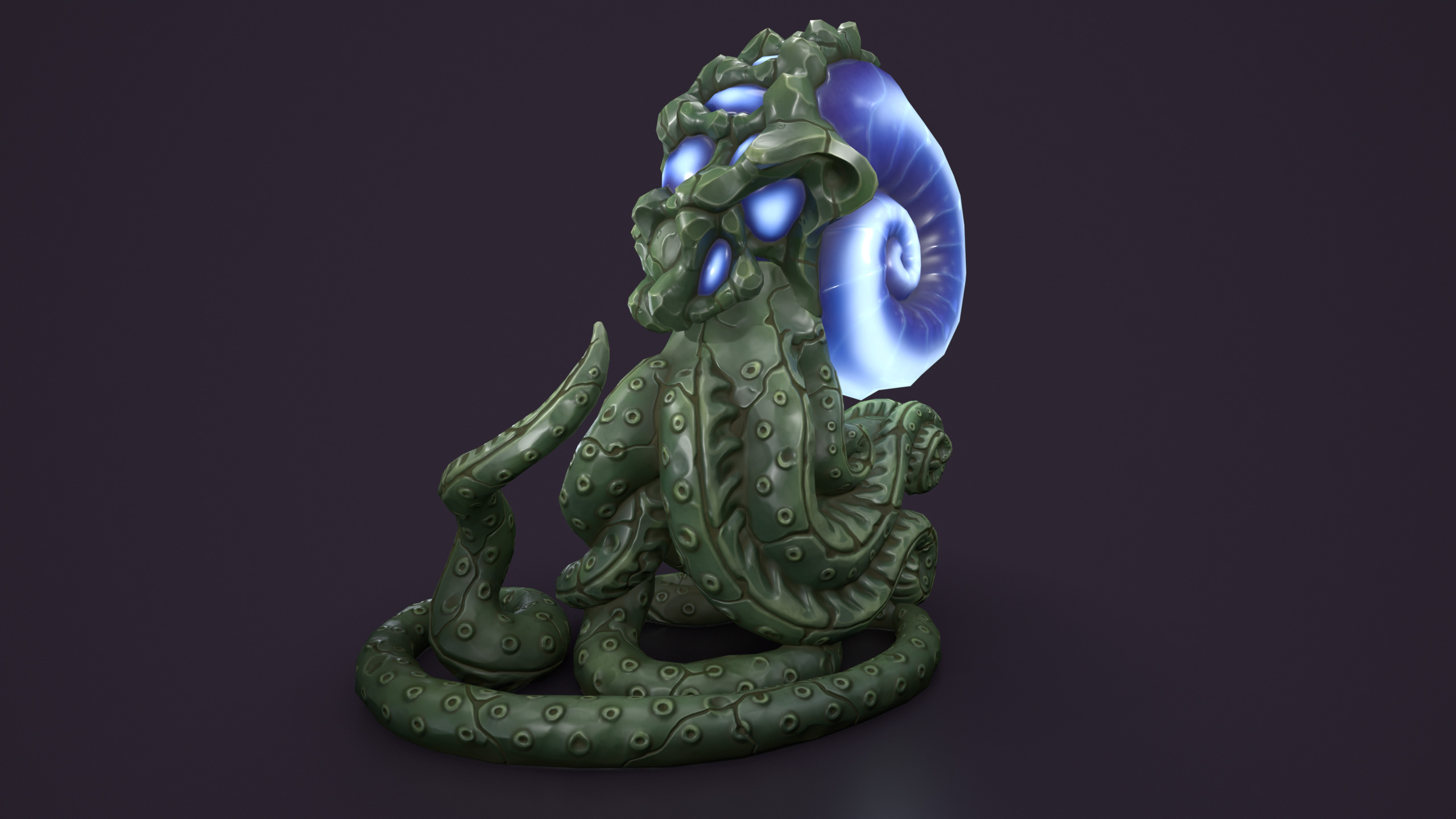 Ancient creature statue stone Low-poly 3D model_5